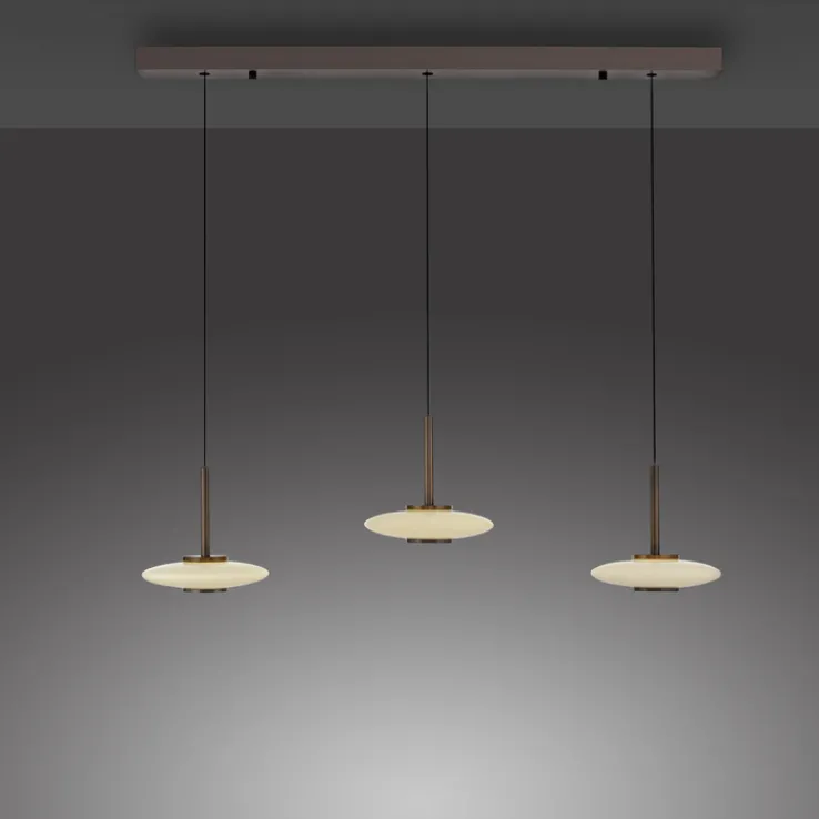 Paul Neuhaus LED Balkenpendel PURE VITRUM 3-flg braun