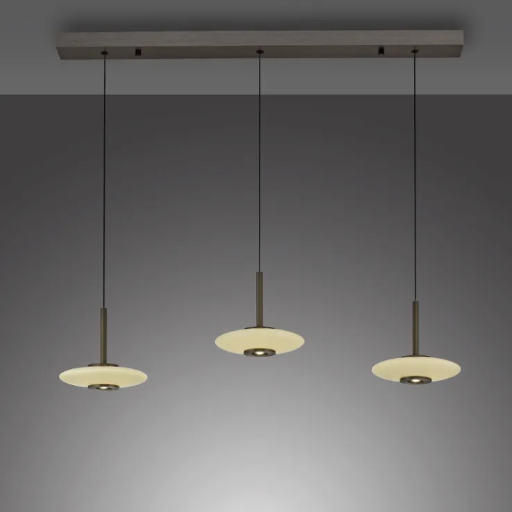 Paul Neuhaus LED Balkenpendel PURE VITRUM 3-flg braun