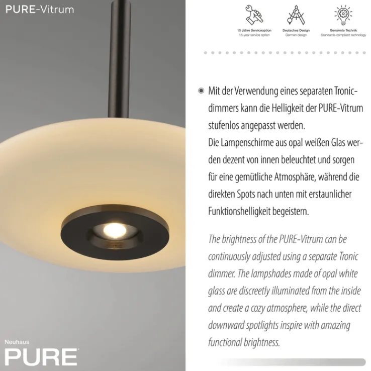 Paul Neuhaus LED Balkenpendel PURE VITRUM 3-flg braun