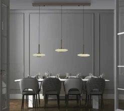 Paul Neuhaus LED Balkenpendel PURE VITRUM 3-flg braun