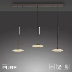 Paul Neuhaus LED Balkenpendel PURE VITRUM 3-flg braun