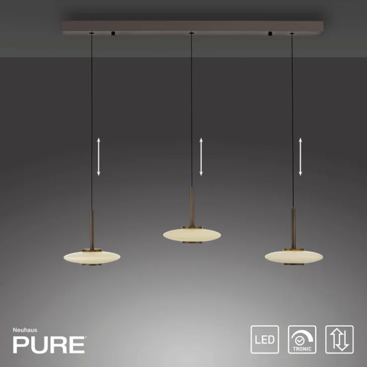 Paul Neuhaus LED Balkenpendel PURE VITRUM 3-flg braun