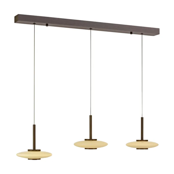 Paul Neuhaus LED Balkenpendel PURE VITRUM 3-flg braun