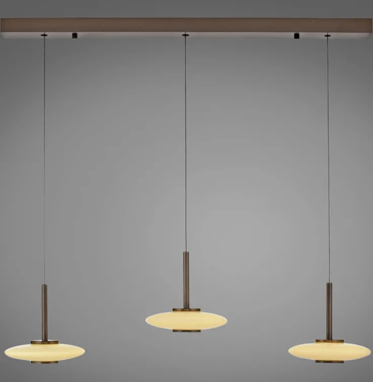 Paul Neuhaus LED Balkenpendel PURE VITRUM 3-flg braun