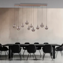 Paul Neuhaus LED Balkenpendel PURE E-INFINITY Glas Aluminium 198 x 35 x 180 cm Broncefarbig/Rauchfarbig