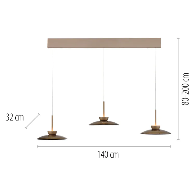 Paul Neuhaus LED Balkenpendel PURE MOON 3-flg bronze