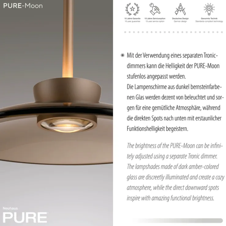 Paul Neuhaus LED Balkenpendel PURE MOON 3-flg bronze