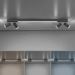 Paul Neuhaus LED Deckenlampe mit 4 Spots PURE-LINES anthrazit