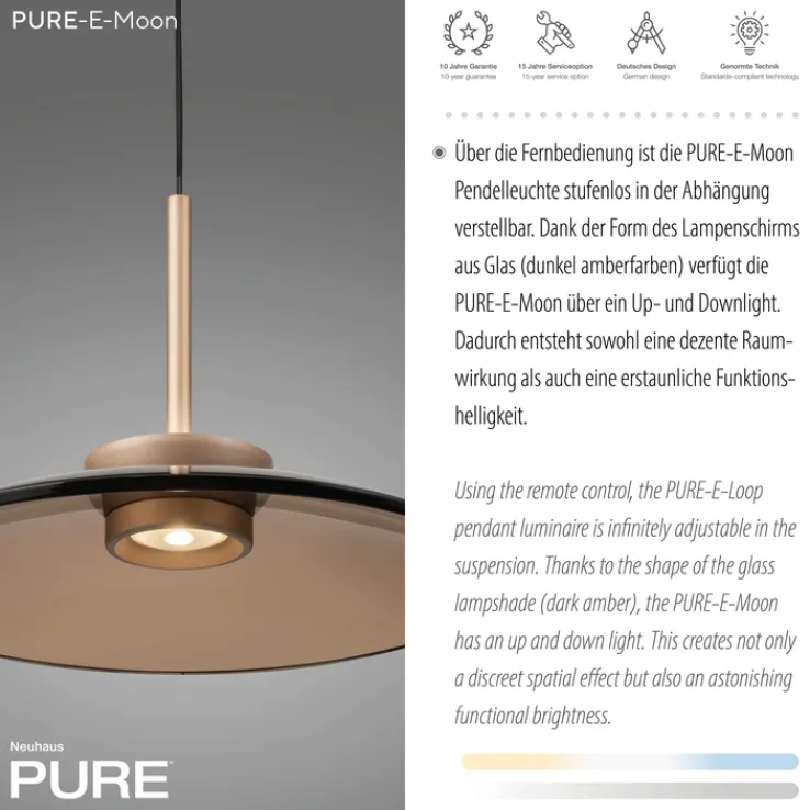Paul Neuhaus LED Pendelleuchte PURE E-MOON 1-flg bronze