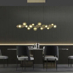 Paul Neuhaus LED Pendelleuchte E-POPUP 120 cm messingfarbig/braun