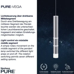 Paul Neuhaus LED Pendelleuchte PURE-VEGA 5 cm alufarbig