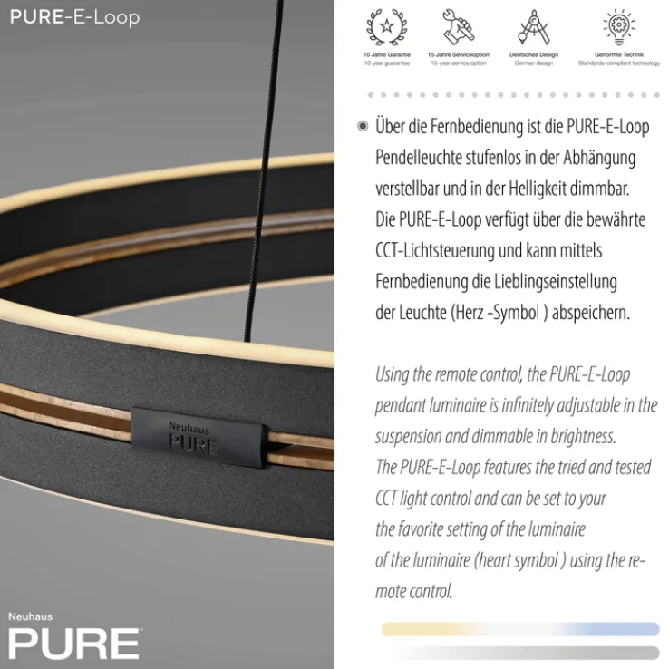 Paul Neuhaus LED Pendelleuchte PURE E-LOOP 70 cm schwarz