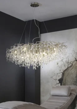 Paul Neuhaus Retrofit Kronleuchter ICICLE 150 x 75 cm stahlfarbig