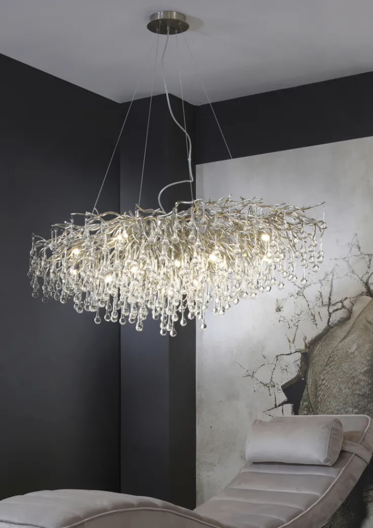 Paul Neuhaus Retrofit Kronleuchter ICICLE 150 x 75 cm stahlfarbig