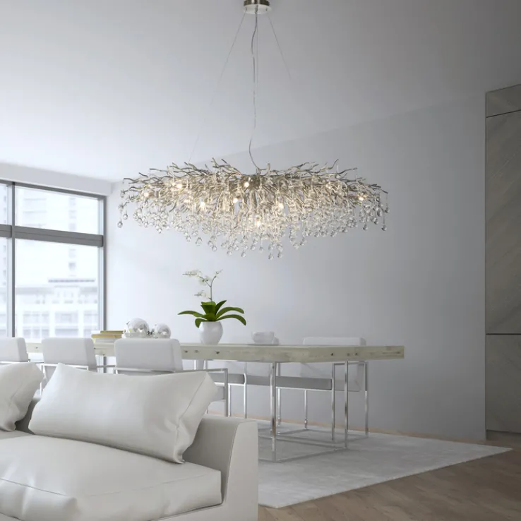 Paul Neuhaus Retrofit Kronleuchter ICICLE 150 x 75 cm stahlfarbig