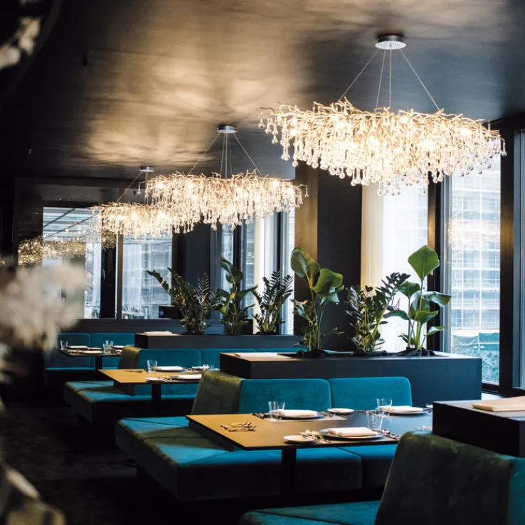 Paul Neuhaus Retrofit Kronleuchter ICICLE 150 x 75 cm stahlfarbig