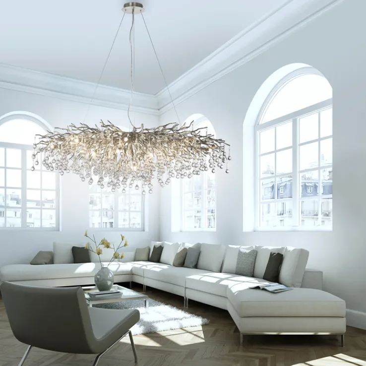 Paul Neuhaus Retrofit Kronleuchter ICICLE 150 x 75 cm stahlfarbig