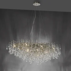 Paul Neuhaus Retrofit Kronleuchter ICICLE 150 x 75 cm stahlfarbig