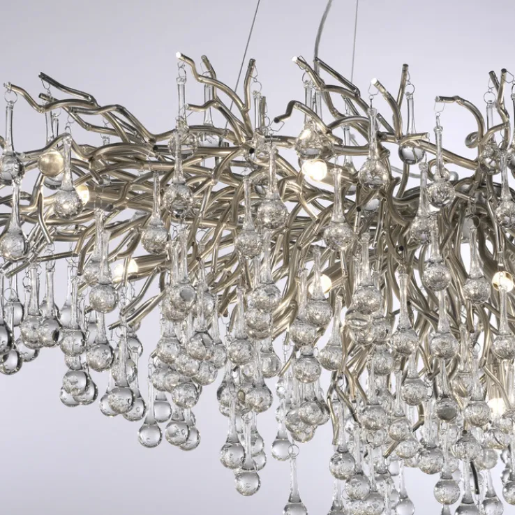 Paul Neuhaus Retrofit Kronleuchter ICICLE 150 x 75 cm stahlfarbig