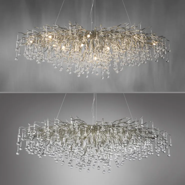 Paul Neuhaus Retrofit Kronleuchter ICICLE 150 x 75 cm stahlfarbig