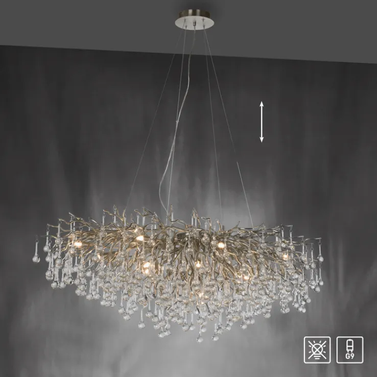 Paul Neuhaus Retrofit Kronleuchter ICICLE 150 x 75 cm stahlfarbig