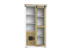 PHILL HILL Vitrine LEWIS 100 x 190 x 45 cm Mango massiv/weiß/schwarz