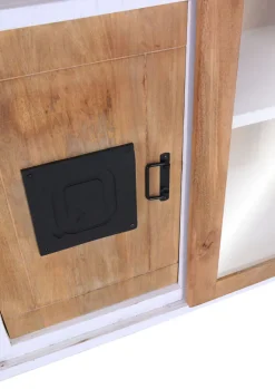 PHILL HILL Vitrine LEWIS 100 x 190 x 45 cm Mango massiv/weiß/schwarz