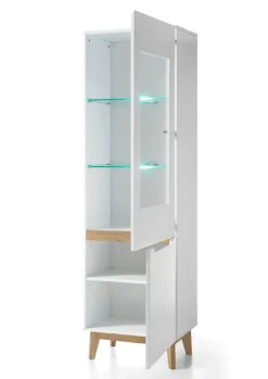 PHILL HILL Vitrine RIBE 59 x 193 x 40 cm Nachbildung weiß/Absetzung braun