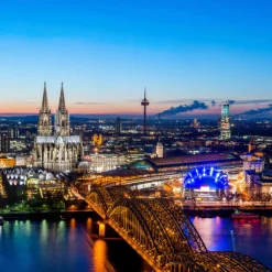 PRO ART Glas Art Bild KÖLN BEI NACHT 50 x 50 cm Floatglas