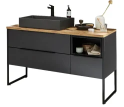 puris Waschplatz ASPEKT 155 cm Cosmos Grey matt/ Hunton Eiche