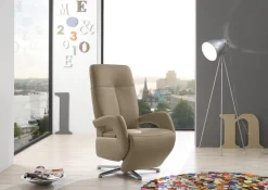 PURO Fernsehsessel CERGY M2-V5 Lederbezug steingrau