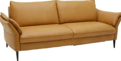 PURO Ledersofa 3-Sitzer STRASSBURG II Cloudy kurkuma