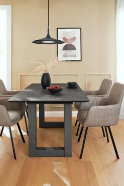 QUARTIER Armlehnstuhl LAURI 2er Set 57 x 60 x 89 cm Grau/Schwarz