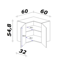 QUARTIER Eck-Hängeschrank MEGGIE 60 x 54 x 32cm weiß