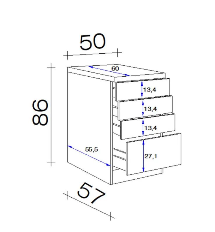 QUARTIER Schubkastenunterschrank MEGGIE 50 x 86 57 cm weiß