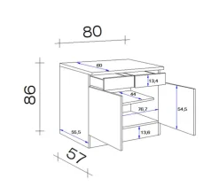 QUARTIER Unterschrank MEGGIE 80 x 86 x 57 cm weiß