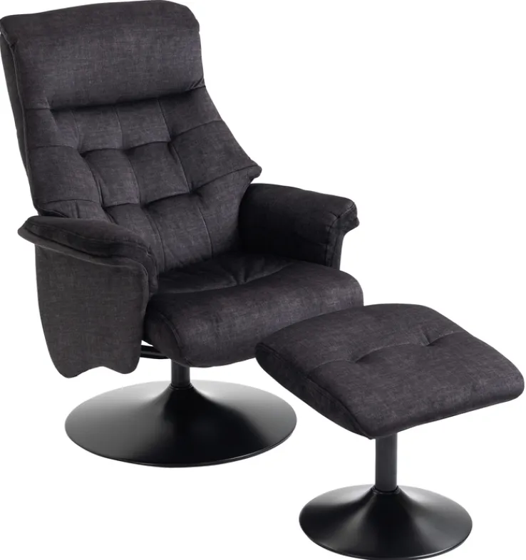 QUARTIER Relaxsessel mit Hocker IDA grau-charcoal
