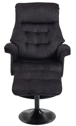 QUARTIER Relaxsessel mit Hocker IDA grau-charcoal