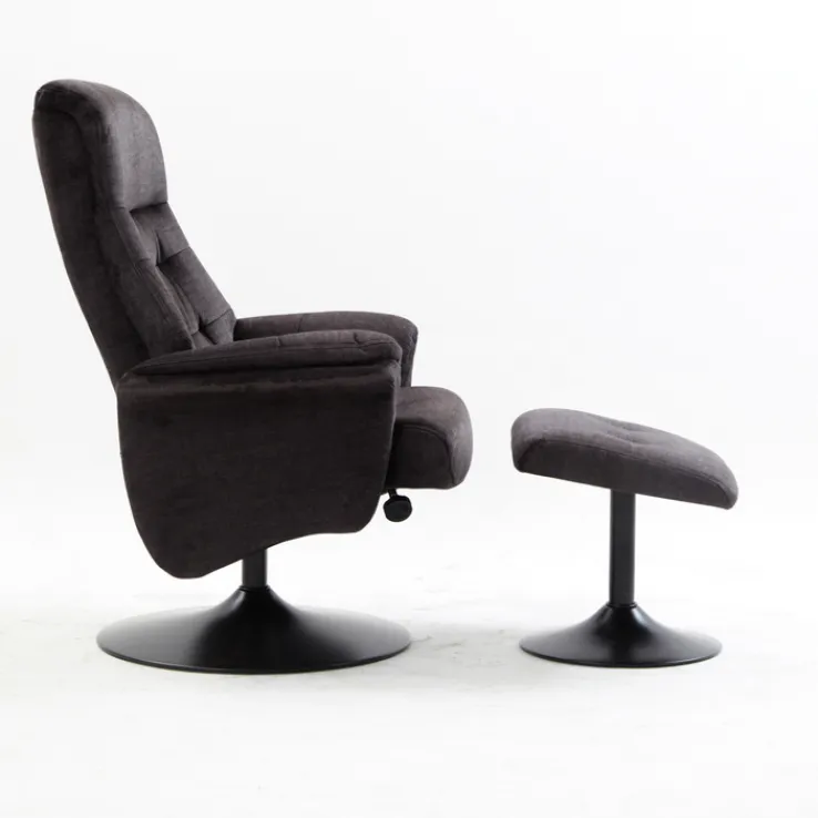 QUARTIER Relaxsessel mit Hocker IDA grau-charcoal