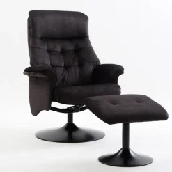 QUARTIER Relaxsessel mit Hocker IDA grau-charcoal