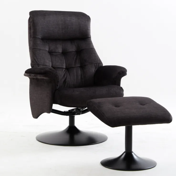 QUARTIER Relaxsessel mit Hocker IDA grau-charcoal