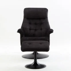 QUARTIER Relaxsessel mit Hocker IDA grau-charcoal