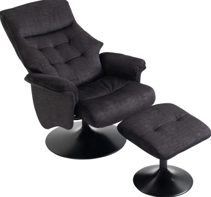 QUARTIER Relaxsessel mit Hocker IDA grau-charcoal