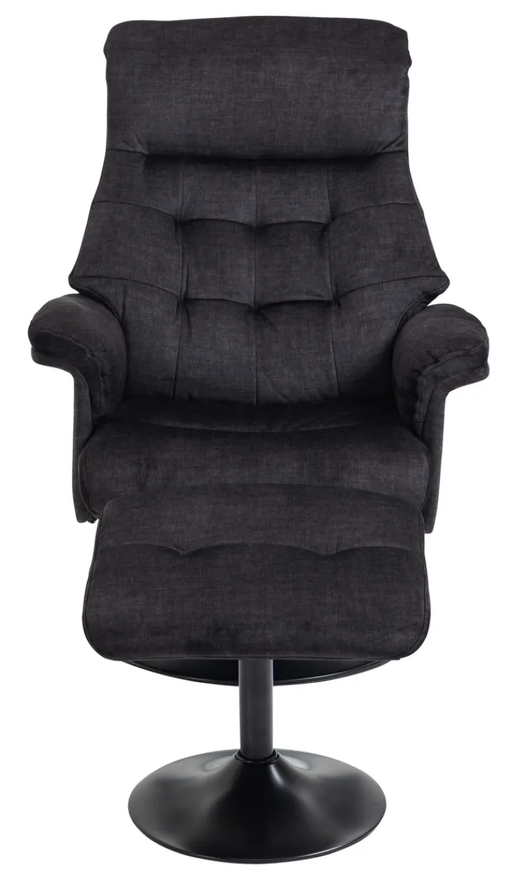 QUARTIER Relaxsessel mit Hocker IDA grau-charcoal