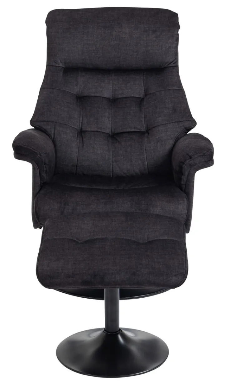 QUARTIER Relaxsessel mit Hocker IDA grau-charcoal