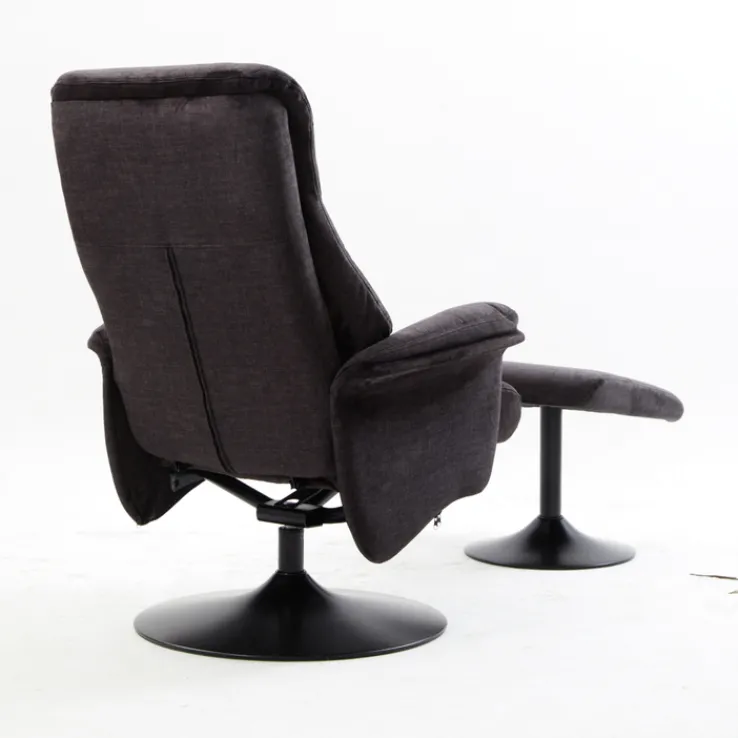 QUARTIER Relaxsessel mit Hocker IDA grau-charcoal