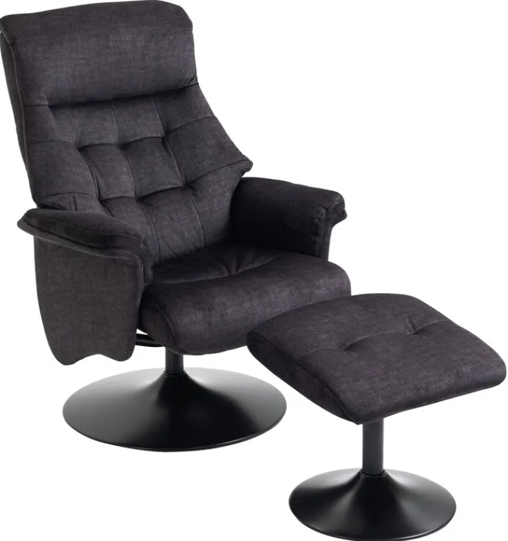 QUARTIER Relaxsessel mit Hocker IDA grau-charcoal