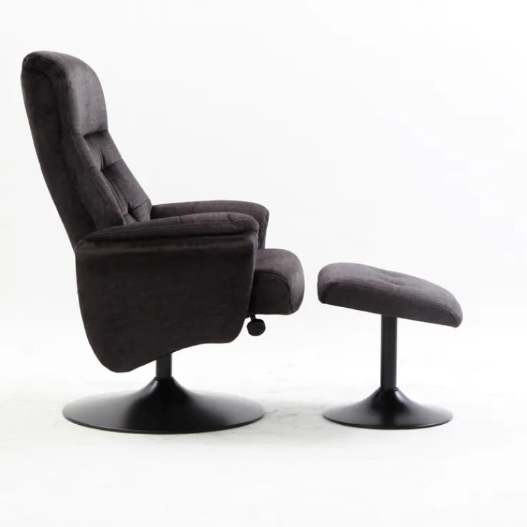 QUARTIER Relaxsessel mit Hocker IDA grau-charcoal