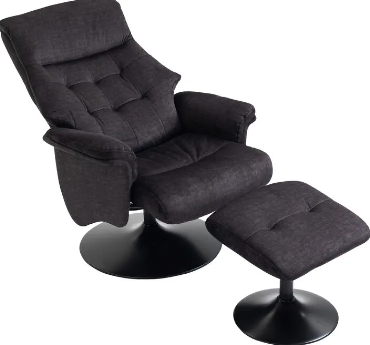 QUARTIER Relaxsessel mit Hocker IDA grau-charcoal