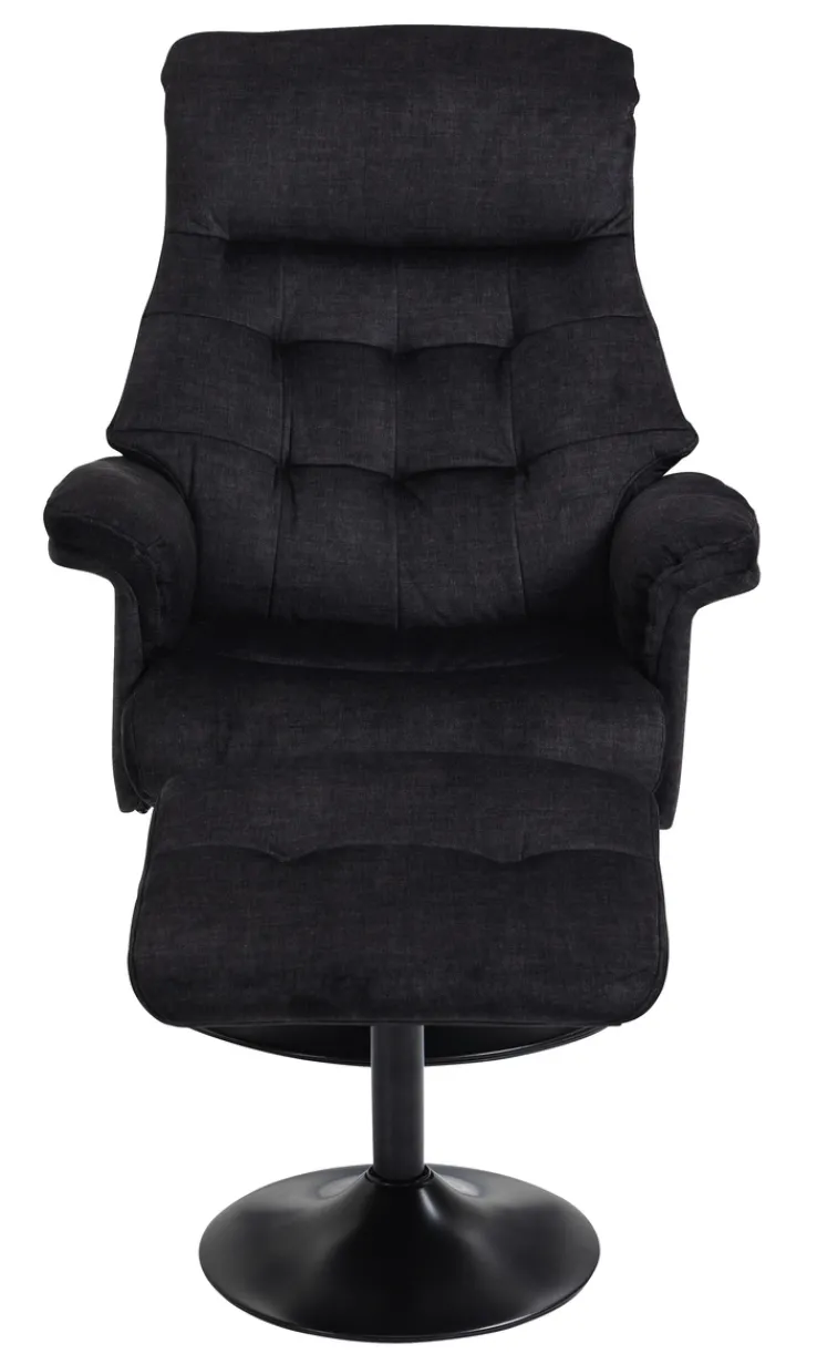 QUARTIER Relaxsessel mit Hocker IDA grau-charcoal